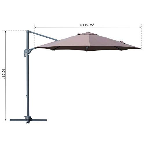 Amazon Com Mrt Supply 9 5 Cantilever Hanging Tilt Offset Patio Umbrella W Base Stand Coffee With Ebook Garden Outdoor