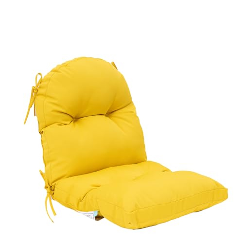 QILLOWAY Tufted Outdoor Chair Cushion Set of 4, Waterproof 43x20x4 Inch Non Slip Replacement Pad for Wicker Lounge Patio Furniture, Yellow at Amazon