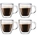 Bodum Bistro Double-Walled Transparent 15 Ounce Jumbo Coffee Mug, Set of 4