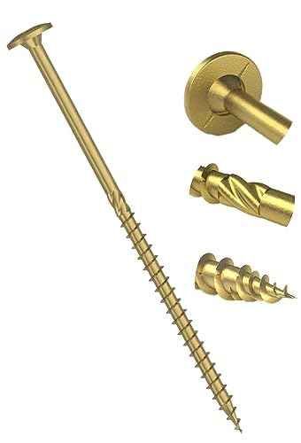 5mm x 70mm 'D' High Performacne Yellow Hardened Wafer Head Torx Wood Timber Construction Screw Sleepr Screws with Flat Head Carpenter Screws (Pack of 50) J06-J09ABC