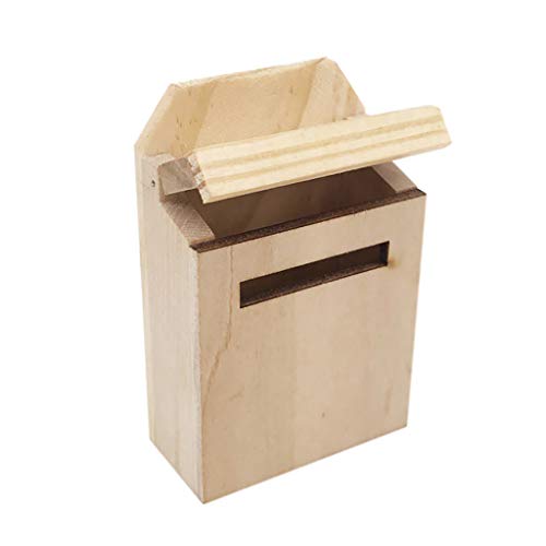 image for Kasien Dollhouse Accessory Mini Postbox, Miniature Wooden Outside Lett
