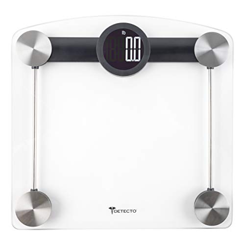 Detecto D185 Glass LCD Digital Body Bathroom Scale, Silver