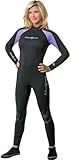 NeoSport Wetsuits Women's Premium Neoprene 7/5mm Full Suit, Lavender Trim, 4 - Diving, Snorkeling & Wakeboarding