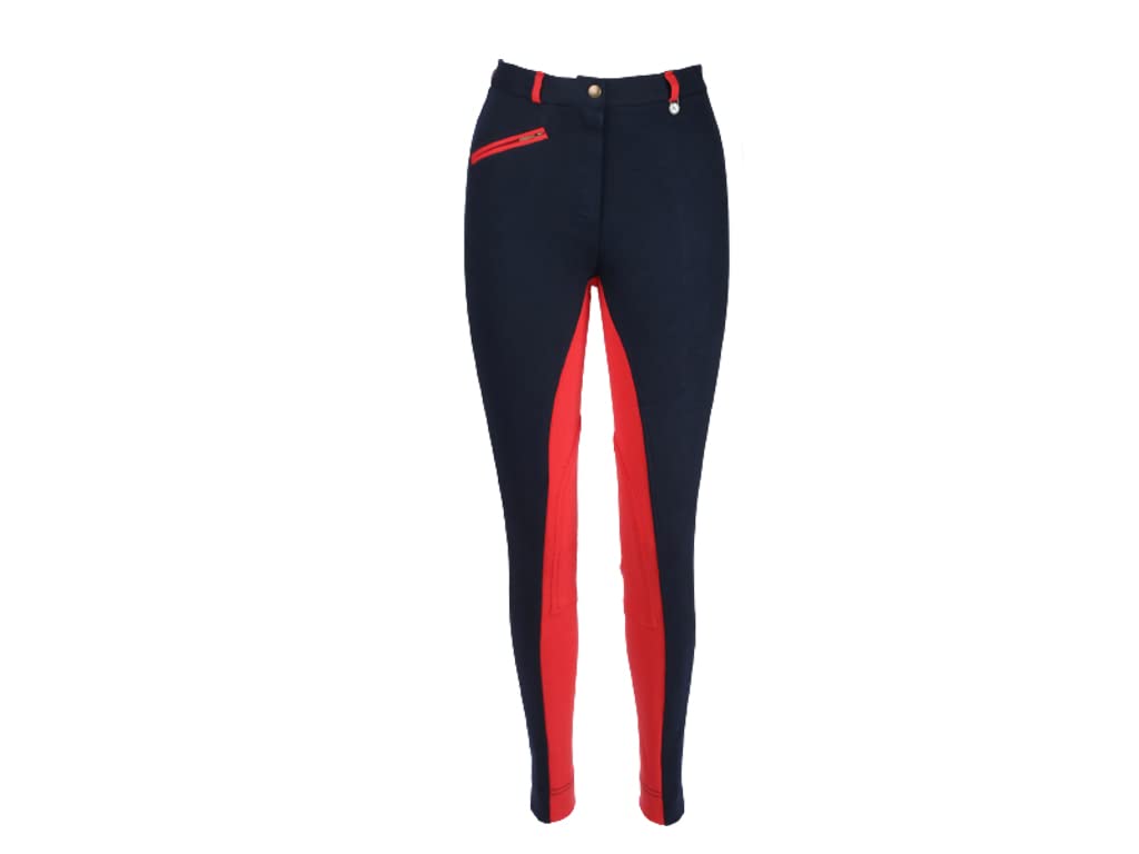 Avon Equine Horse Riding Ladies Soft Stretchy Jodphurs Women Jodhpurs Jods Two ToneNAVY / RED24