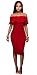 Women Sexy Off The Shoulder Ruffle Slim Fit Bodycon Cocktail Party Midi Dress Red M
