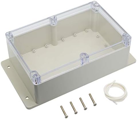 LeMotech ABS Plastic Junction Box Dustproof Weatherproof IP65 Electrical Box Universal Project Enclosure Pale Grey with PC Transparent Clear Cover and Fixed Ear 9 x 5.9 x 3.4 inch (230 x 150 x 87 mm)