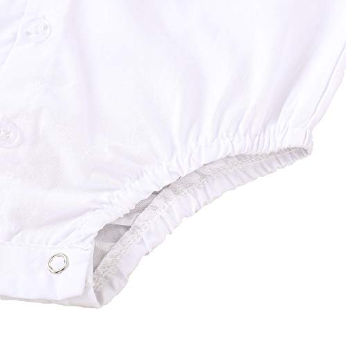 ROMPERINBOX Infant Baby Boys Dress Shirt Bodysuit Formal Long Sleeve Rompers for Wedding Party (White, 18-24 Months)