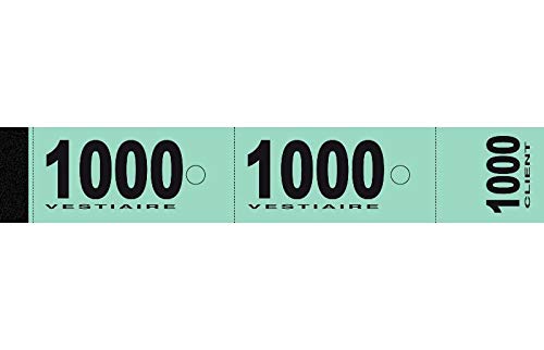 ELVE 44313 Block Piqué Garderobe 3 Coupons perforiert Abtrennbare nummerierten 200 x 30 mm Papier grün