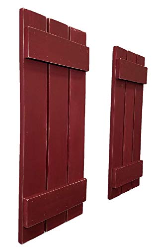 Countryside Rustic Pair of Decorative Board and Batten Shutters Available in 20 Colors - Shown in Sundried Tomato Red - Choose from 4 sizes 40", 36", 28", 22" Inches