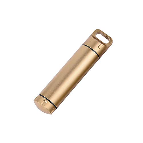 Survival Capsule Waterproof Seal Bottle Aluminum EDC Container Tank Survival Emergency Tool for Hunting Camping Mountaineering (Golden, 1PCS)