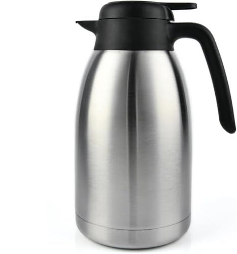 Heritage66 Thermo-Kaffeekaraffe mit Reinigungsbürste - 1,927.8 g (2L) Vakuumisolierter Edelstahl-Getränkespender, hält Getränke heiß 12H/24H kalt, ide