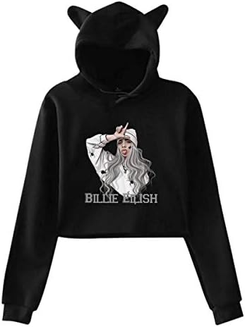 Sweatshirt Pink Lumbar Sweater Cat Hooded S Women Hoodie Ear Billie Eilish