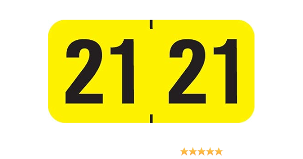 Doctor Stuff - 2021 Year Labels, Medical Arts Press Compatible Series,  Fluorescent Yellow/Black Stickers, 500/Roll, 4 Rolls, 3/4