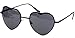 SOOLALA Womens Thin Metal Heart Shaped Frame Cupid Sunglasses w/ Pouch, Black