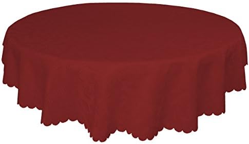 EcoSol Designs Microfiber Damask Tablecloth, Wrinkle-Free & Stain Resistant (70" Diameter, Round, Wine) Foliate