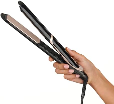 Lisseur Cheveux Super Smooth- Technologie ionique anti-frisottis, Tapis thermorésistant, Plaques en céramique pour un lissage parfait, Chauffe ultra-rapide, Températures de 140-235°C, ST393E