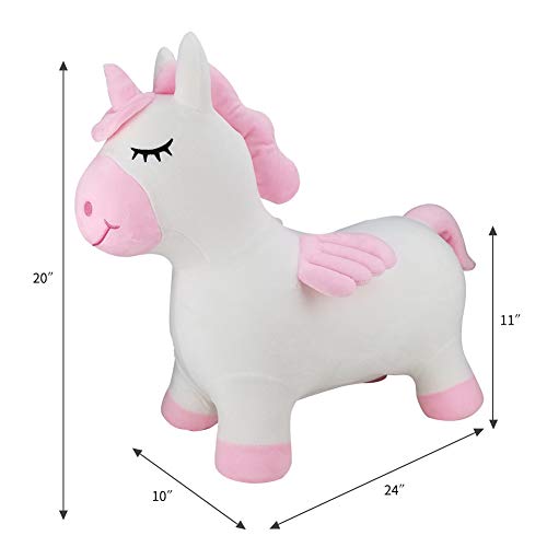 Bouncy Unicorn Hopper for Toddlers-Hopping/Bouncing/Bounce Horse, Jumping Horse, Inflatable Ride-on Animal Toy for Kids/ Children/ Boys/ Girls Plush Covered(Include Pump) - Thumbnail 2
