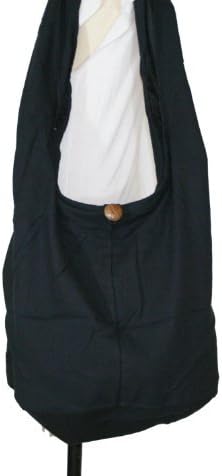 Hippie Hobo Sling Crossbody Bag Messenger Purse Handwoven Cotton Color Plain Black PB 01