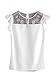 Floerns Women's Ruffle Embroidery Mesh Summer Chiffon Blouse