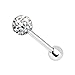 BodyJ4You Tongue Ring Clear Crystal Paved Ferido Ball 14G (1.6mm) Surgical Steel Barbell Body Piercing