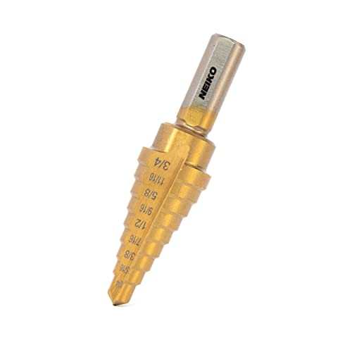NEIKO 10184A Titanium Step Drill Bit, HighSpeed AlloySteel Bit, Hole