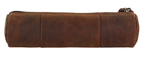 Leather Pencil Pouch - Zippered Pen Case For School, Work & Office By Rustic Town
