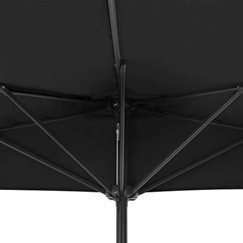 Festnight Halb-Sonnenschirm Ampelschirm mit Aluminiummast 5 Stahlrippen Outdoor Sonnenschutz Strandschirm Terrassenschirm 300 x 150 x 253 cm 3 Farben – Bild 7
