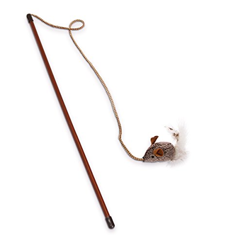 OurPets Play-N-Squeak Teathered & Feathered Play Wand Cat Toy