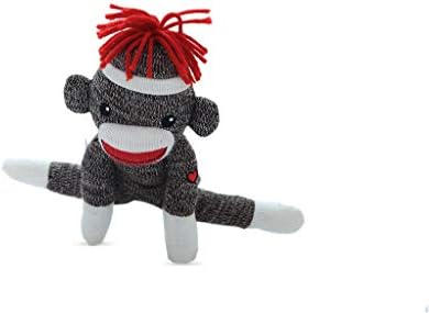 Plushland Cute Sock Monkey 8 Inches Tall – Mushy Reasonable Plush Knitted Stuffed Animal Toy Present – for Youngsters, Infants, Teenagers, Women and Boys (Brown) (Brown)