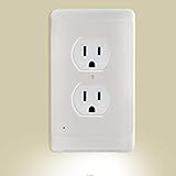Aodigesa Outlet Wall Plate with LED Night Lights, Auto sensor light Outlet Cover,Night Light for Kids Children,Hallway,Bedroom,Kitchen,Stairs,Installs In Seconds,No Batteries or Wires (Duplex, White)