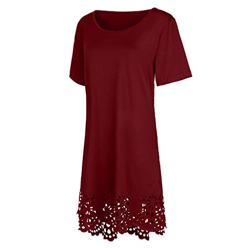 Casual Dresses for Women Round Neck Short Sleeve Hollow Out Solid Loose  Simple Summer Plus Size Dress (XL, Red) in Dubai - UAE | Whizz Personal  Video Players & Accessories