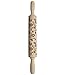 Harpi Natural Wood Rolling Pin,Christmas Wooden Engraved Embossing Rolling Pin Embossed Kitchen Tool (38CM,Elk Embossed-B)