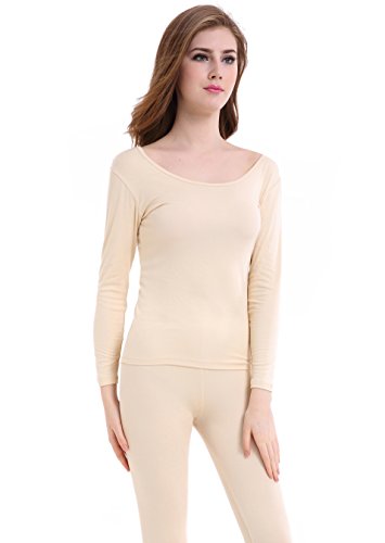 Womens Thermal Underwear Set Ultra Thin Crew Neck Base Layer Stretch Long  Johns