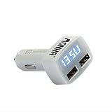MONKA@ 4in1 3.1A FAST DUAL USB Car Charger with iPhone 6, 6 Plus, 5s, 5c, 4s, 4, iPods,iPad,Samsung Galaxy Note4 5 S4 5 Cell Phones,GPS,Tablets,Blue LED Displays Voltage,USB Charged Devices(White)