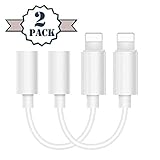 Lighting to 3.5mm Headphones/Earbuds Jack Adapter, [2 Pack] Cellphone Cable Earphones/Headsets Converter Support iOS 12/11-Upgraded Compatible with iPhone XS/XR/X/8/8 Plus/7/7 Plus/ipad/iPod