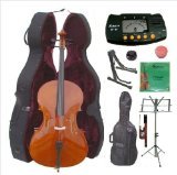 Merano 4/4 Size Cello with Hard Case with Bag and Bow+2 Sets of Strings+Cello Stand+Black Music Stand+Metro Tuner+Mute+Rosin

