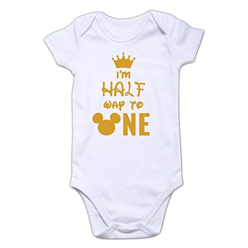 Funcart I'm Half Way to one Romper for Baby Born Baby/Baby Arrival/Half Birthday/Baby Boy's & Baby Girl's Romper/Return Gift