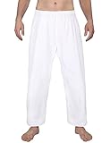 FitsT4 Karate Pants 8oz Middleweight Elastic Waist Martial Arts Pants Perfect for Training or Competition White, 000-5