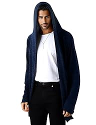 Mens Hooded Cardigan Long Cardigans Sweater Shawl