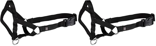 TRIXIE Trainer-Geschirr Größe M: Brustumfang 40-48 cm / 27 cm in schwarz - Anti Zieh Geschirr für das Training und Umorientierung mit Schnauzenschlaufe für mittelgroße Hunde, 13003 (Packung mit 2)