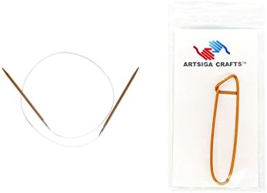 ChiaoGoo Bundle: Circular 32-inch (81cm) Wooden Knitting Needle; Size US 50 (25mm) with 1 Artsiga Crafts Stitch Holder 2032-50