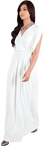 KOH KOH Womens Long Short Sleeve V-Neck Maternity Summer Flowy Gown Maxi Dress