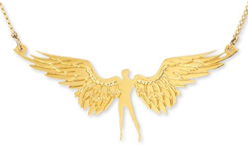 Gold Plated Angel Necklace - Laser Cut Mythological Pendant, 19.5" - Nanostyle Jewelry