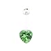 Biopierce Flexible Crystal Heart Gem Belly Button Ring - Available in Multiple Color Options! (Clear with Green Crystals)