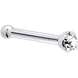 14k White Gold 1.5mm Diamond (0.015 cttw) Nose Bone 18 Gauge