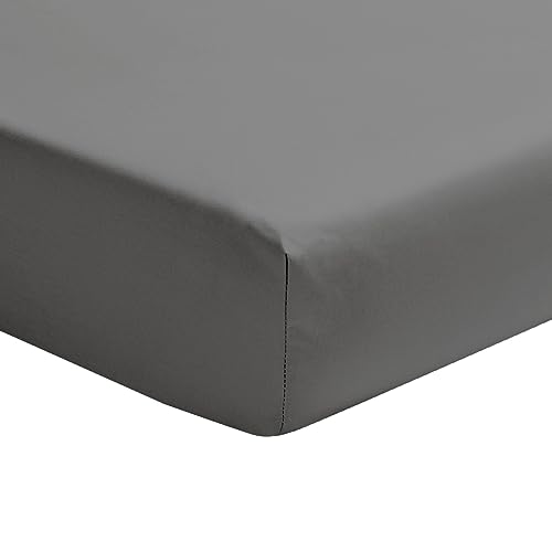 Essix Cotton Percale Fitted Sheet, Premiere, Basalt, 90 x 220 cm