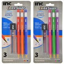Inc Color Sharp Mechanical Pencils with 6 Refill Leads
