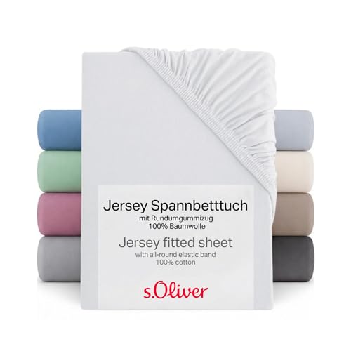 s.Oliver Spannbettlaken 180x200-200x200 cm- 100% Baumwolle, für Matratzen bis 25 cm, besonders weich & angenehm, Spannbetttuch weiß