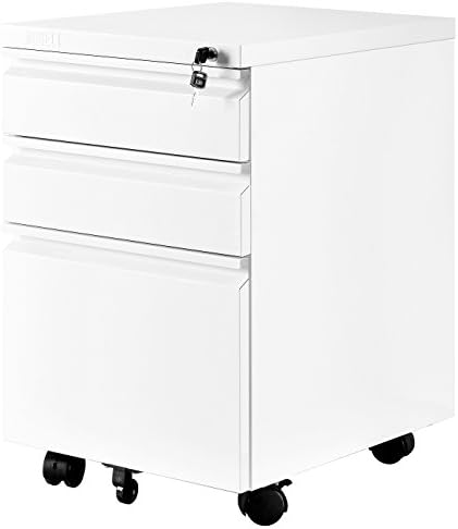 MOBILE FILE CABINET WITH 3 DRAWERS WITHE