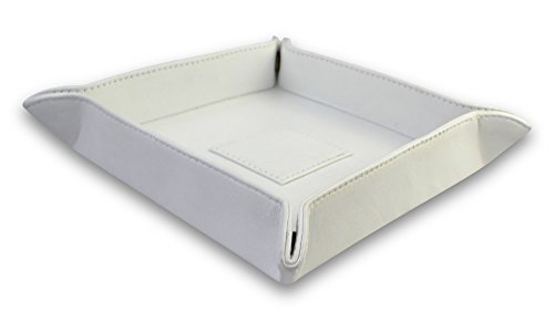 Leather tray Bedside Storage Tray Box For Key Phone Coin Wallet Watches SouthBeachLeather (White) Leather tray Bedside Storage Tray Box For Key Phone Coin Wallet Watches SouthBeachLeather (White)